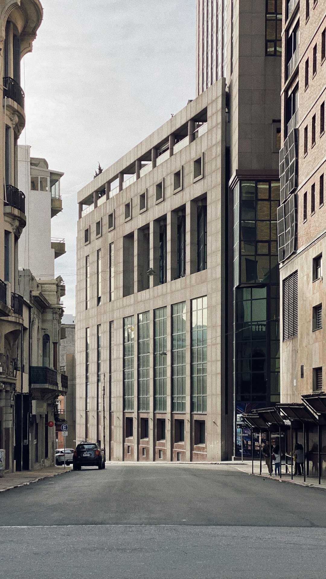Modern media office building exterior in Montevideo